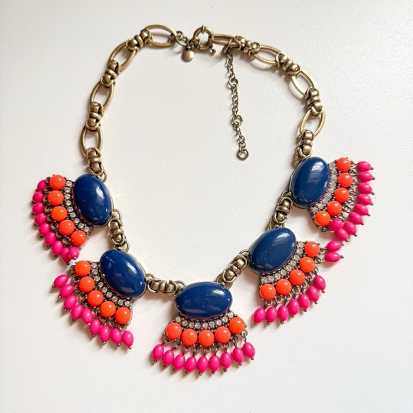 J. Crew Fan Fringe Vibrant Necklace - Picture 1 of 2